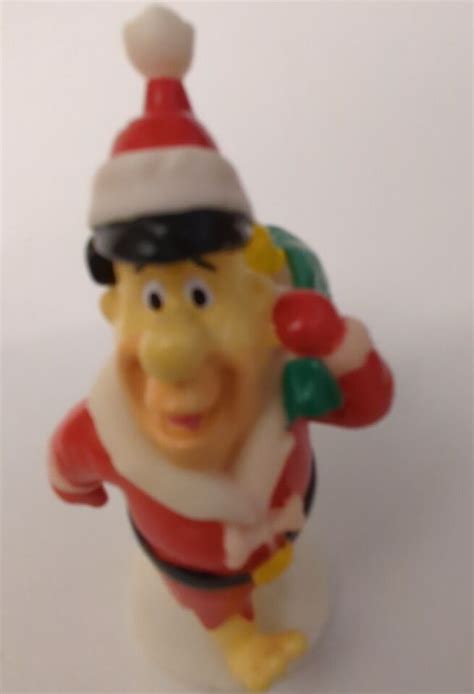 Vintage HB 1993 Fred Flintstone As Santa Christmas 4 Rubber Figure Pre