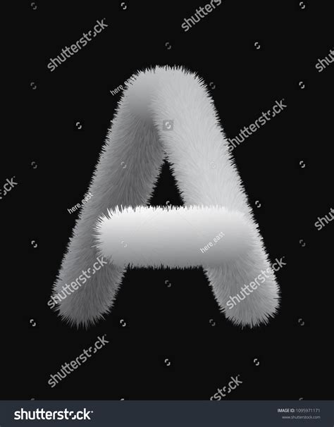 Uppercase Fluffy Furry Letter Font Made Stock Vector Royalty Free