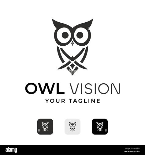 Minimalist Owl Vision Vector Logo Linear Owl Silhouette Stock Vector