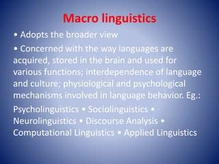 Linguistics Definition And Its Branches Pptx