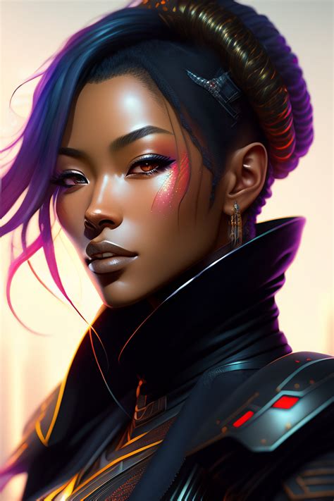 Lexica Left Facing Portrait Cyberpunk Black Cyborg Ninja Third