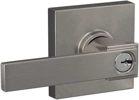 Schlage F51a Nbk 619 Col Northbrook Lever With Collins Trim Keyed Entry Lock Satin Nickel