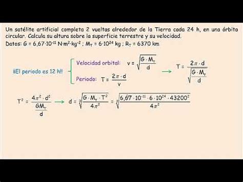 Velocidad Orbital Y Altura De Un Sat Lite Artificial Youtube