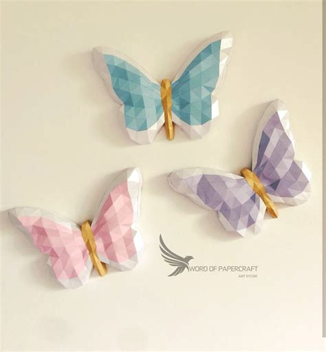 Papercraft Butterfly Pdf Template Low Poly Paper Sculpture Etsy