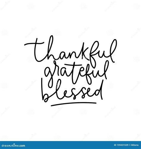 Thankful Grateful Blessed Handwriting Phrase Stock Vector