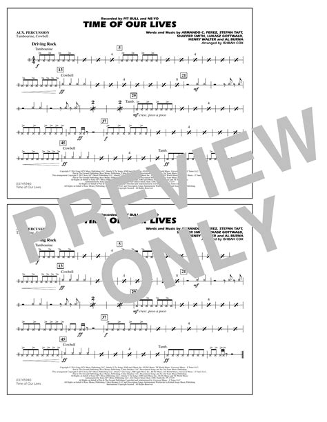 Time Of Our Lives Aux Percussion By Ishbah Cox Sheet Music For Marching Band At Sheet Music Direct