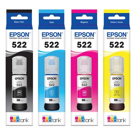 Epson T522 T522120 T522220 T522320 T522420 Original Ecotank Ink Bottle Combo Bkcmy