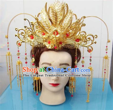 Chinese Traditional Goddess Tassel Phoenix Coronet Hairpins Ancient