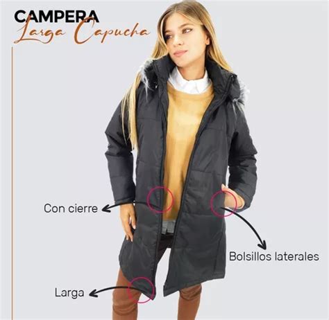 Campera Camperon Abrigada Larga C Capucha Peludo Mujer Dama