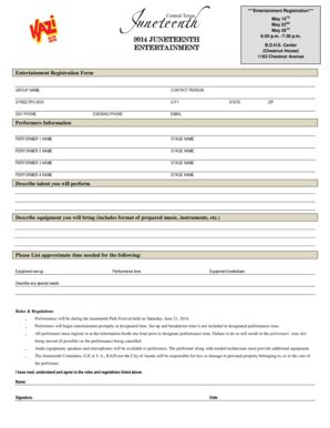 Fillable Online Entertainment Registration Form Central Texas