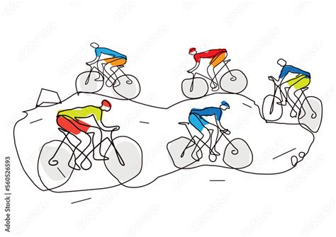 Mountain Bike Cyclo Cross Competition Cycling Race Line Art Stylized