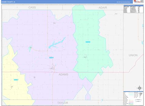 Adams County, IA Wall Map Color Cast Style by MarketMAPS - MapSales.com