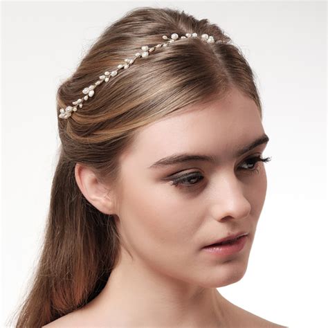 Cordelia Gold Freshwater Pearl And Flowers Hair Vine