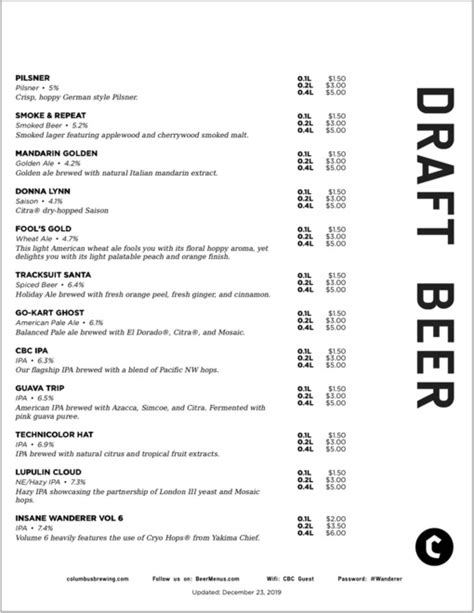 Create A Print Beer Menu With One Click