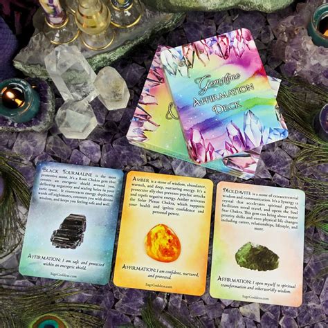 Gemstone Affirmation Oracle Card Deck For Divination Sage Goddess