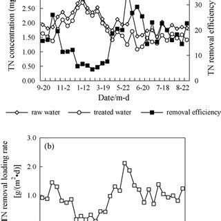 A Shows The Time Course Of Influent And Effluent Concentration Of Tn