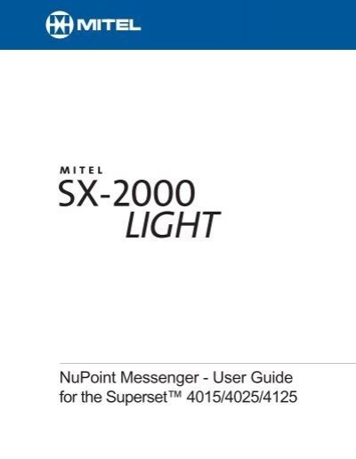 Nupoint Messenger User Guide For The Superset Mitel Edocs