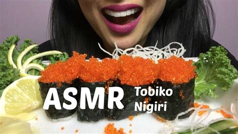 ASMR Tobiko Nigiri Crunchy Flying Fish Roe NO TALKING Eating Sounds