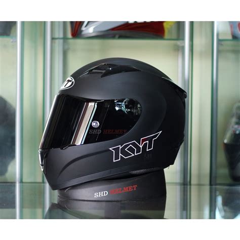 Jual Helm Full Face Kyt R10 Solid Black Matt Doff Dark Flat Visor