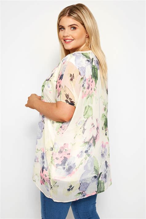 Chiffon Bluse Mit Blumen Wei Gro E Gr En Bis Yours Clothing