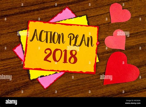 Plan D Action Montrant Des Signes De Texte 2018 Photo Conceptuelle Des