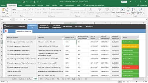 Planilha De Controle De Epi Em Excel Planilhas Prontas