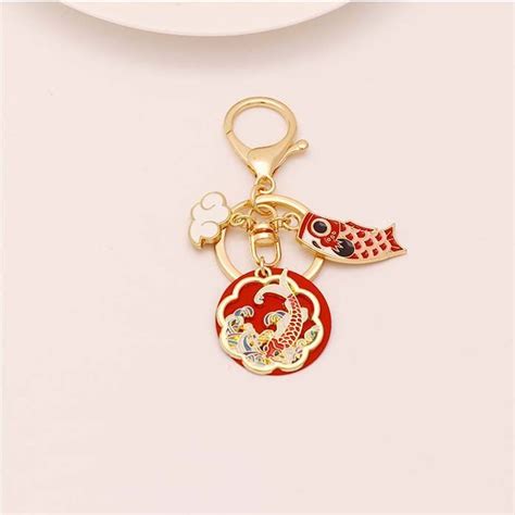 Japanese Style Red Lucky Koi Fish Mini Keychain For Phone And Keys