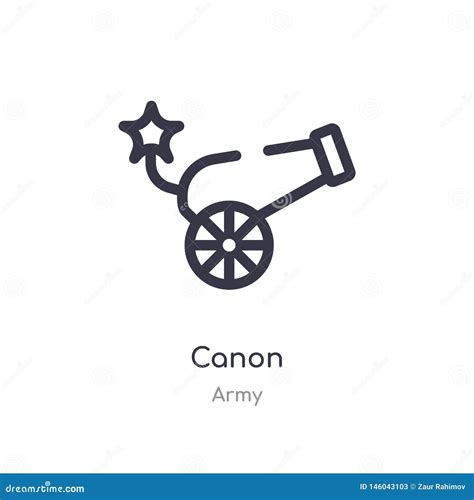 Canon Outline Icon Isolated Line Vector Illustration From Army