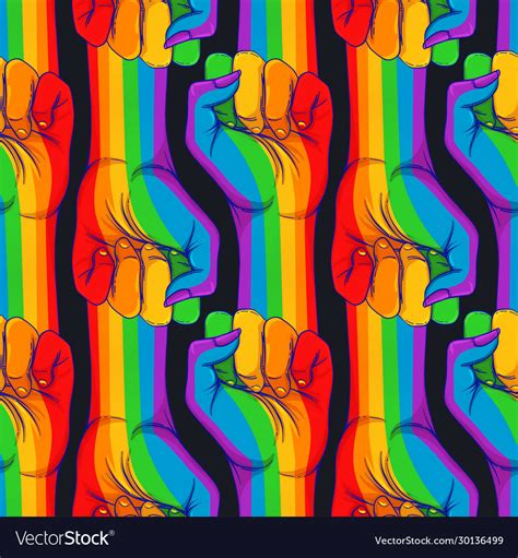 Striped Hand Showing Fist Raised Up Gay Rights Vector Image