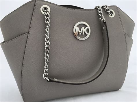 Nwt Michael Kors Grey Saffiano Leather Jet Set Travel Chain Shoulder