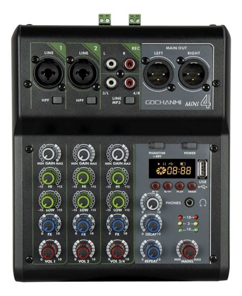 GOCHANMI MEZCLADORA AMPLIFICADA MINI 4 DE AUDIO PROFESIONAL 4 CANALES