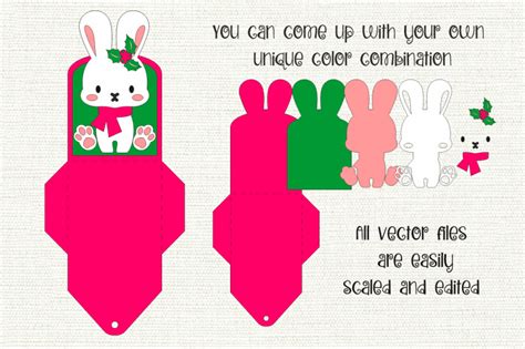 Christmas Bunny Gift Card Holder Paper Craft Template By Olga