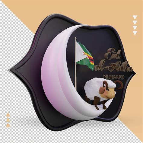 Premium PSD 3d Eid Al Adha Zimbabwe Flag Rendering Left View