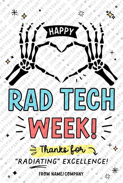 Rad Tech Week Ts Tag Printable Cute Party Dash