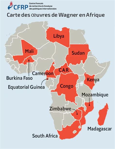 Carte des œuvres de Wagner en Afrique Centre français de recherche et