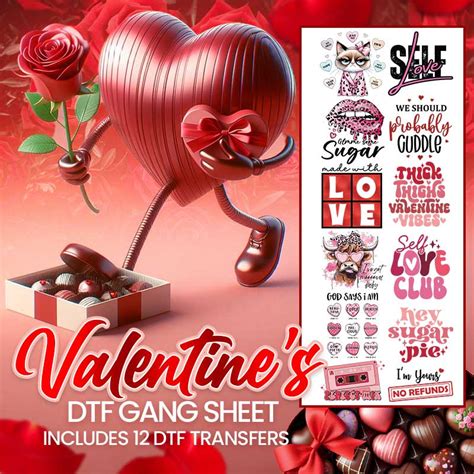 Valentines Dtf Transfer Gang Sheet 12 Designs