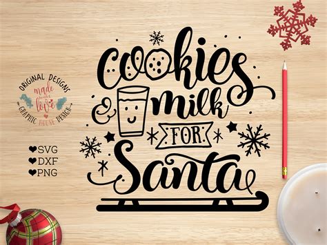 Cookies And Milk For Santa Cut File ~ Illustrations ~ Creative Market