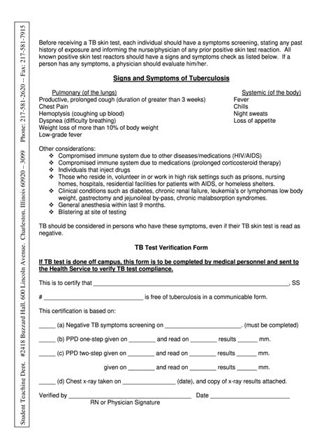 How To Document A Tb Skin Test Printable Form Templates And Letter