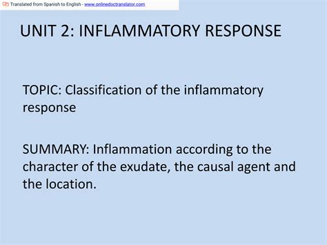 Solution Clasificaci De La Inflamaci N Es En Studypool