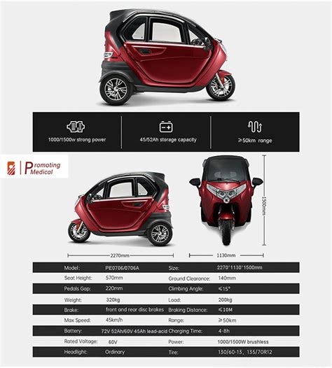 Full Enclosed Electric Motorized Tricycles Three Wheel Electric