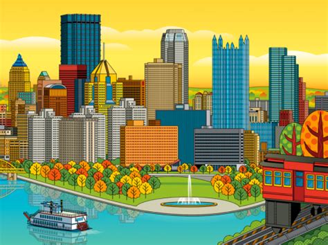 Pittsburgh Skyline Illustration Cliff Knecht Artist Representative