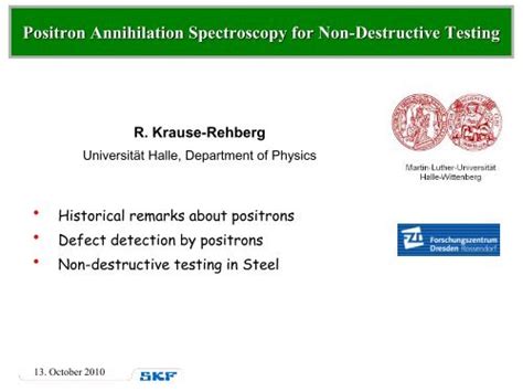 Positron Annihilation Spectroscopy for Non-Destructive Testing