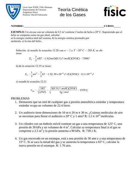 PDF Teoría Cinética Profesor David Valenzuela de los Gases