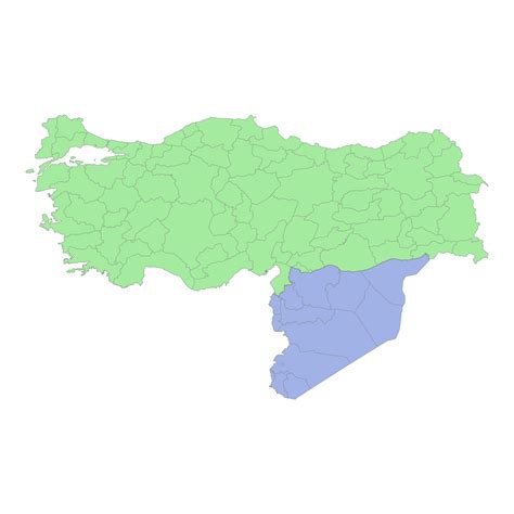 High quality political map of Turkey and Syria with borders of the ...