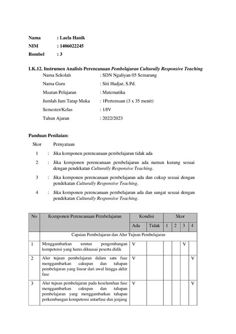 Lk 12 Laela Hanik Lms Ppg Prajabatan Nama Laela Hanik Nim 1406022245 Rombel 3 Lk