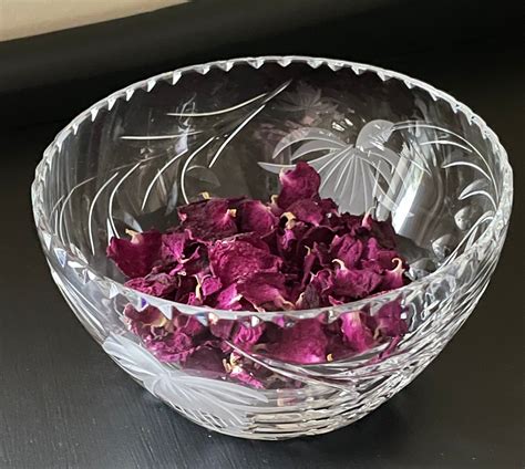 Royal Brierley Cut Crystal Fuchsia Glass Bowl English Lead Etsy