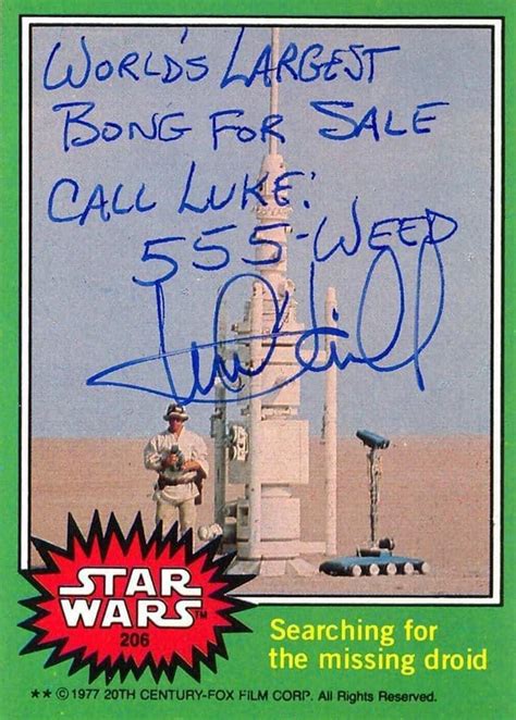 Star Wars Card Autographed By Mark Hamill R Starwars