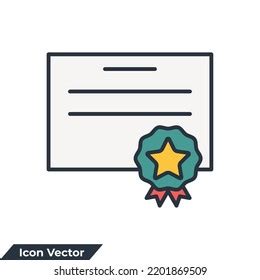 Certificate Icon Logo Vector Illustration Achievement Stock Vector ...