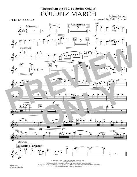 Colditz March Arr Philip Sparke Flute Piccolo Sheet Music Robert