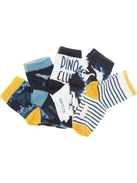 Lot De Paires De Chaussettes Dinosaures Bleu Marine Kiabi